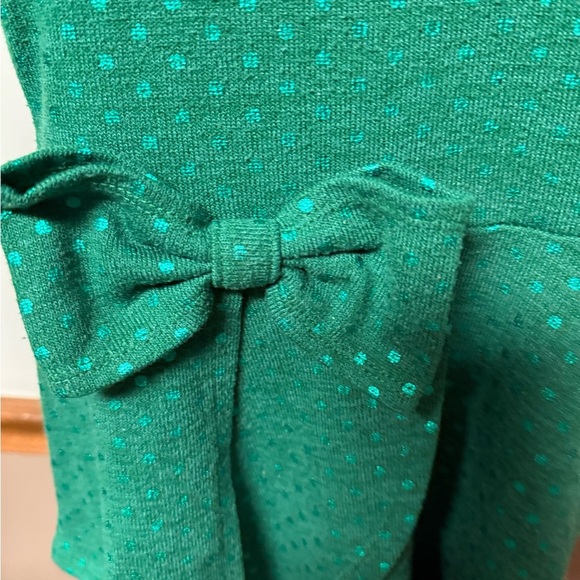 Bonnie Jean Teal Polka Dot Dress with Bow - Picture 2 of 7